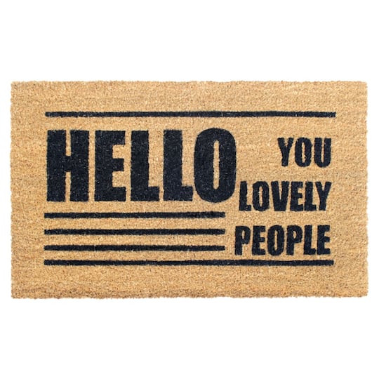 RugSmith Black Hello You Lovely People Machine Tufted Doormat
